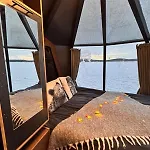 Unique Warm Glass Igloo On A Frozen In Ivalo *