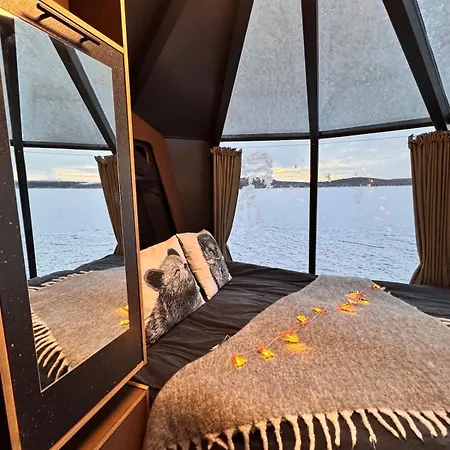 Unique Warm Glass Igloo On A Frozen In Ivalo *