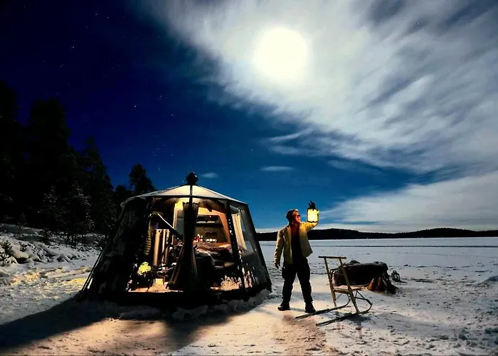 Unique Warm Glass Igloo On A Frozen In Ivalo *